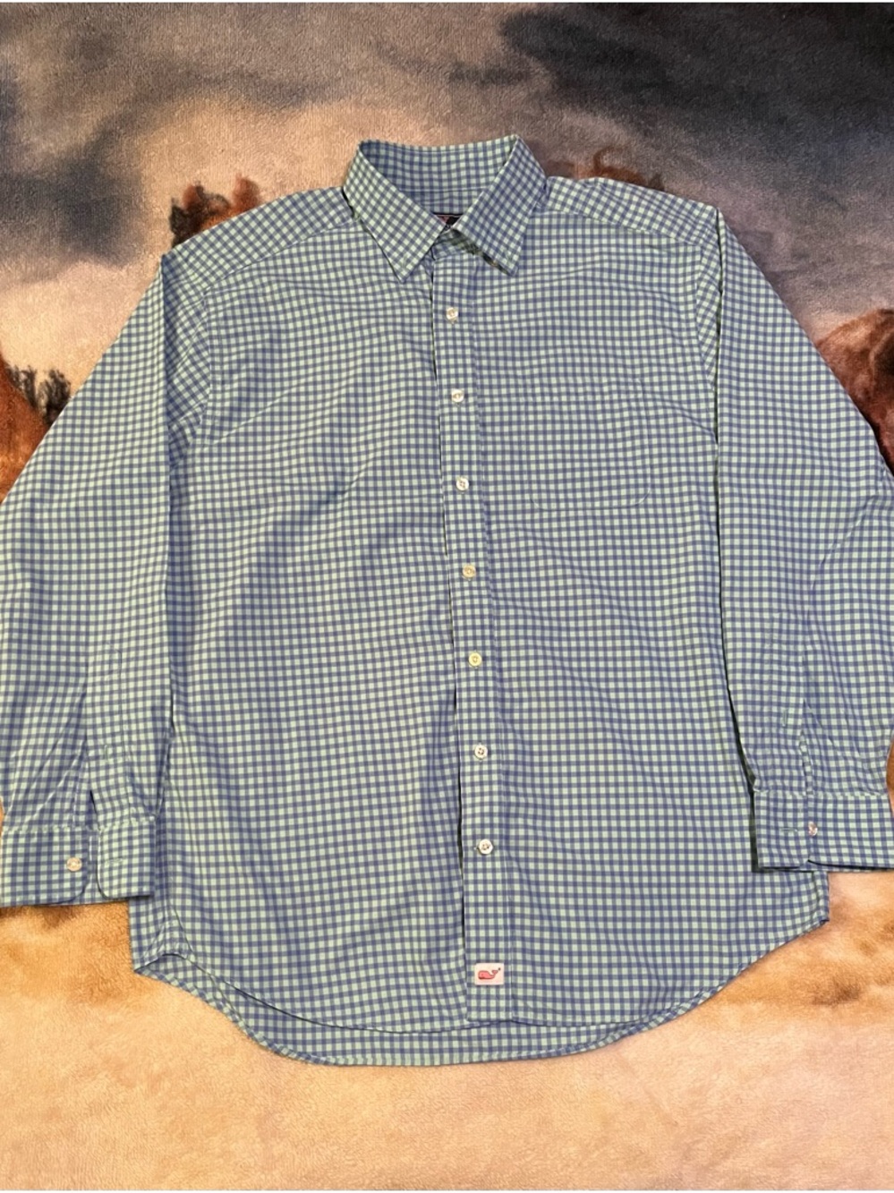 Vineyard Vines Blue and White Check Button-Down Shirt